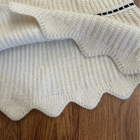 For Love And Lemons Ivory Knit mini sexy sleeveless Dress with Black small NWT - Picture 4 of 9